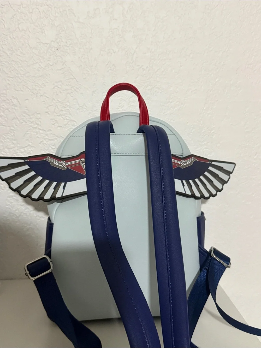 Captain America Shield-Inspired Red, White & Blue Men's Mini Backpack and wallet